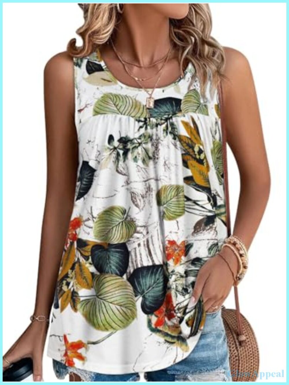 Womens Summer Tank Top Sleeveless Pleated Tunic Blouse Loose Fit